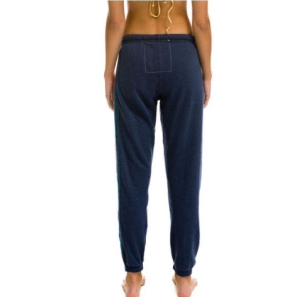 Aviator Nation Five Stripe Rainbow Sweatpants Classic Navy Colorway size Medium - Picture 10 of 15